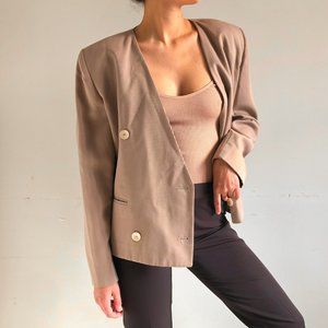 London Fog vintage beige collarless blazer